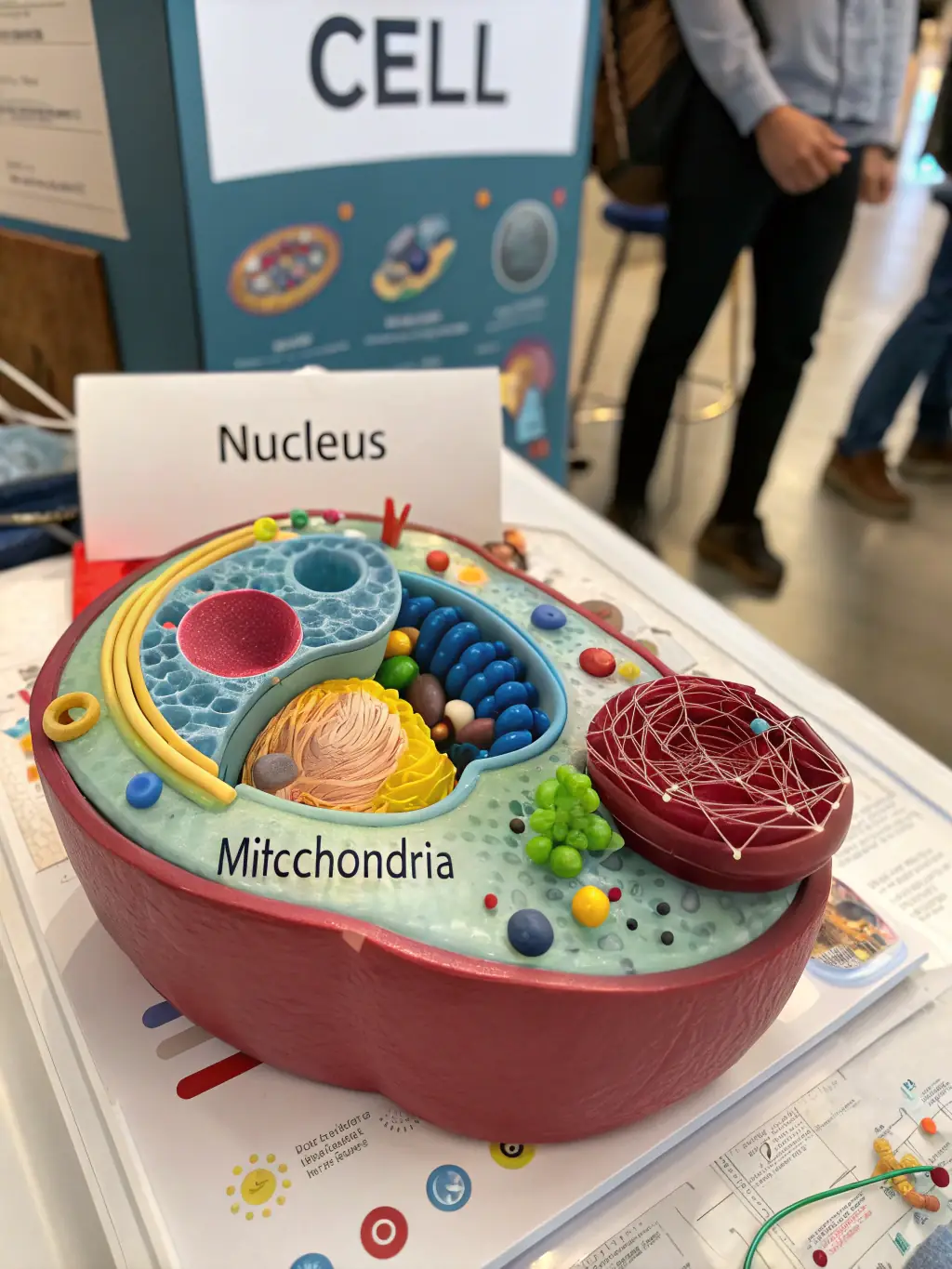 A microscopic view of cells interacting, showcasing biological processes and cellular dynamics.