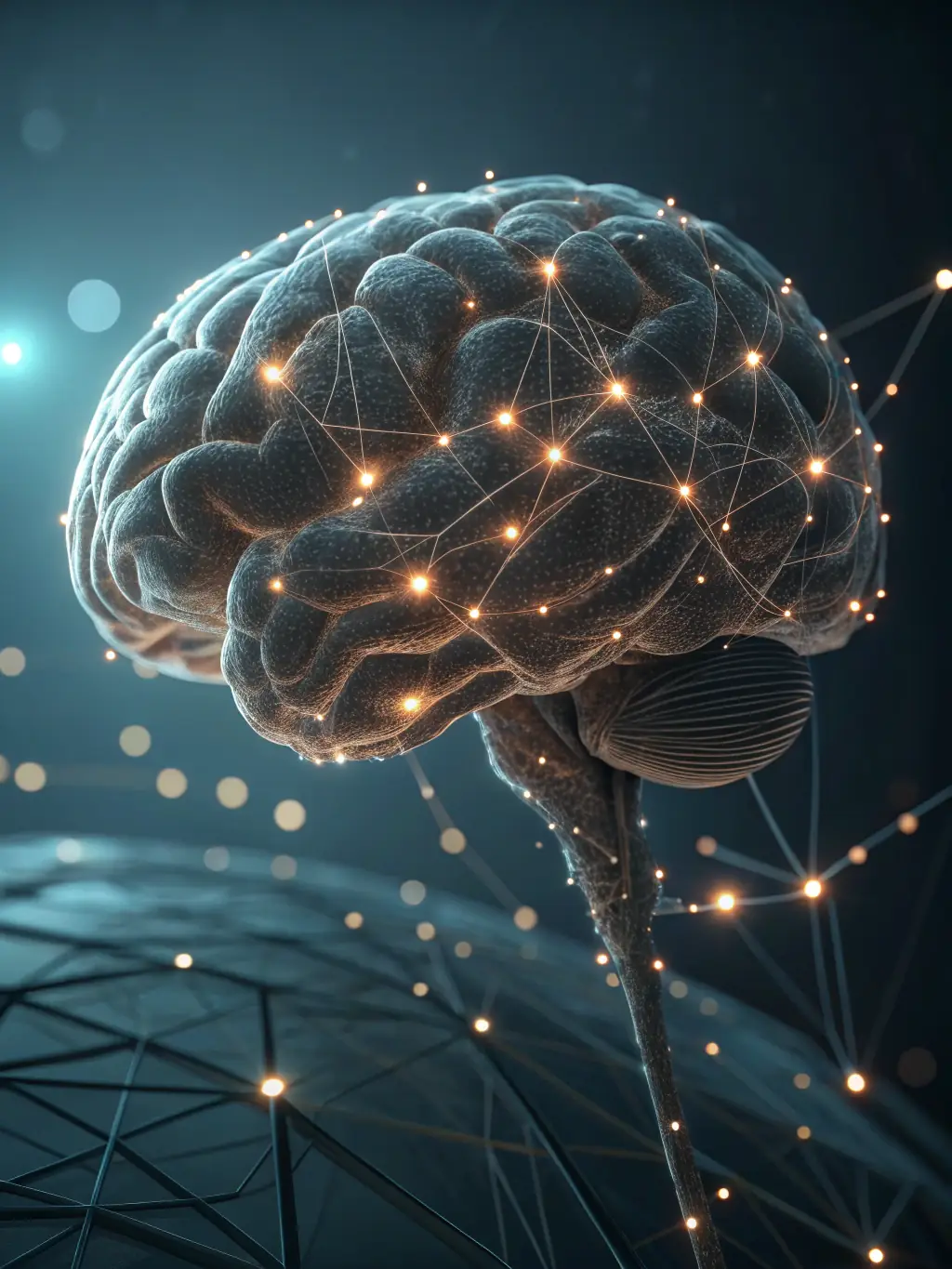 A digital illustration of a stylized brain with interconnected nodes, representing cognitive processes and data analysis in scientific research.