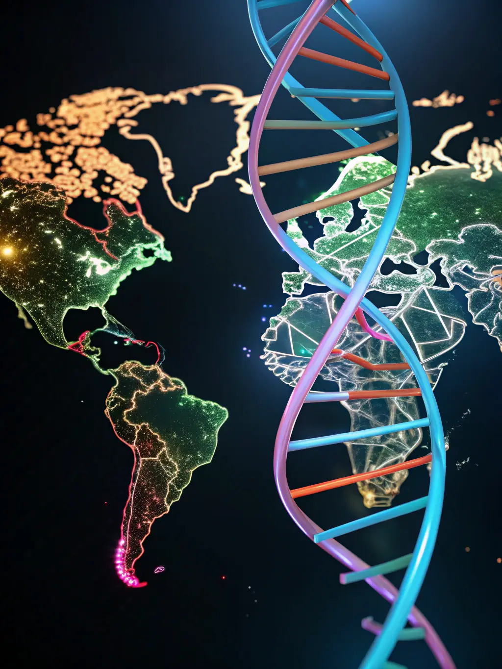 A visualization of a DNA strand being sequenced, representing genetic research and advancements in biotechnology.