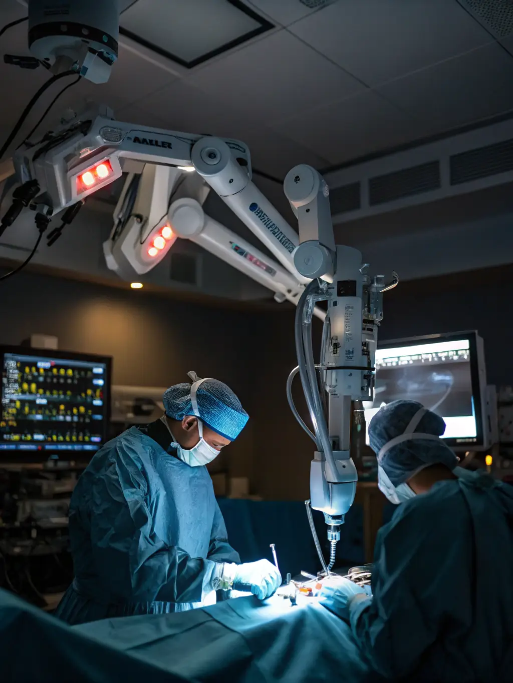 A robotic arm performing a delicate surgical procedure, representing emerging trends in robotic surgery and medical automation.